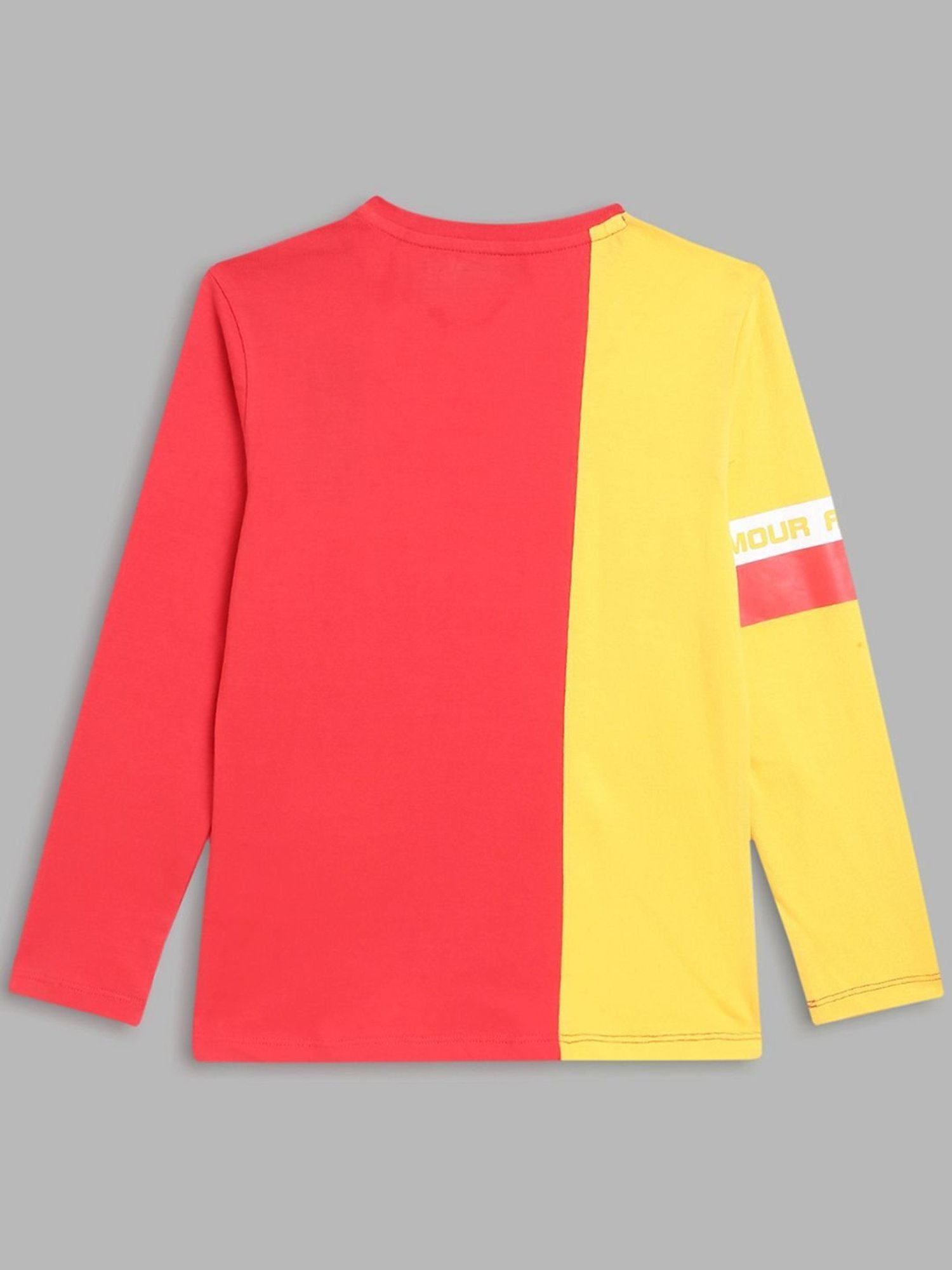 Blue Giraffe Kids Red & Yellow Cotton Printed Full Sleeves Iron Man T-Shirt