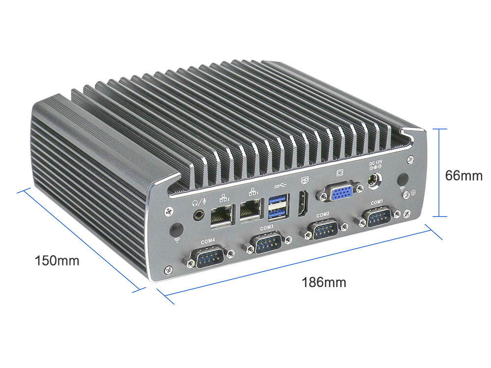 Partaker Industrial Fanless Mini Computer Intel Celeron 3855u Dual Core 2 Lan Noiseless Mini PC Support 3G 4G SIM Card 8GB Ram 512GB SSD