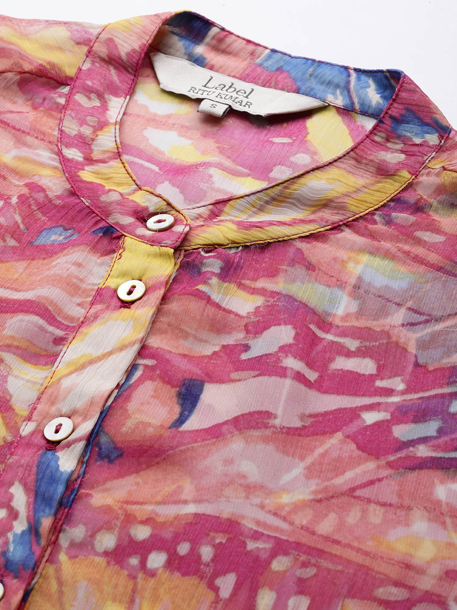 Label Ritu Kumar Pink Printed Shirt With Camisole