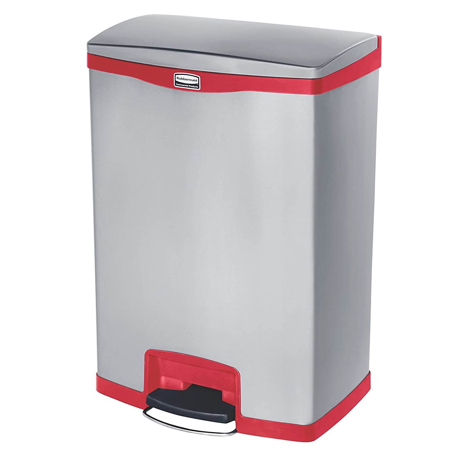 RUBBERMAID 1902002 24 gal. Stainless Steel Rectangular Trash Can, Flat Step-On