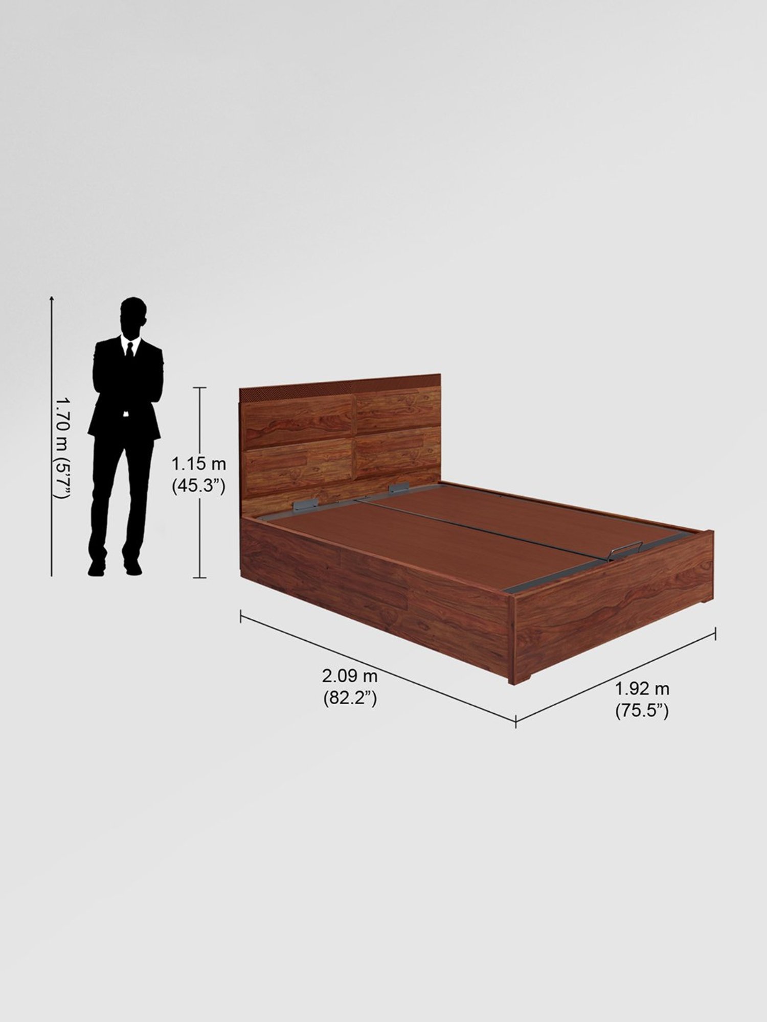 Nilkamal Riva Black Engineered Wood King Size Bed with Storage