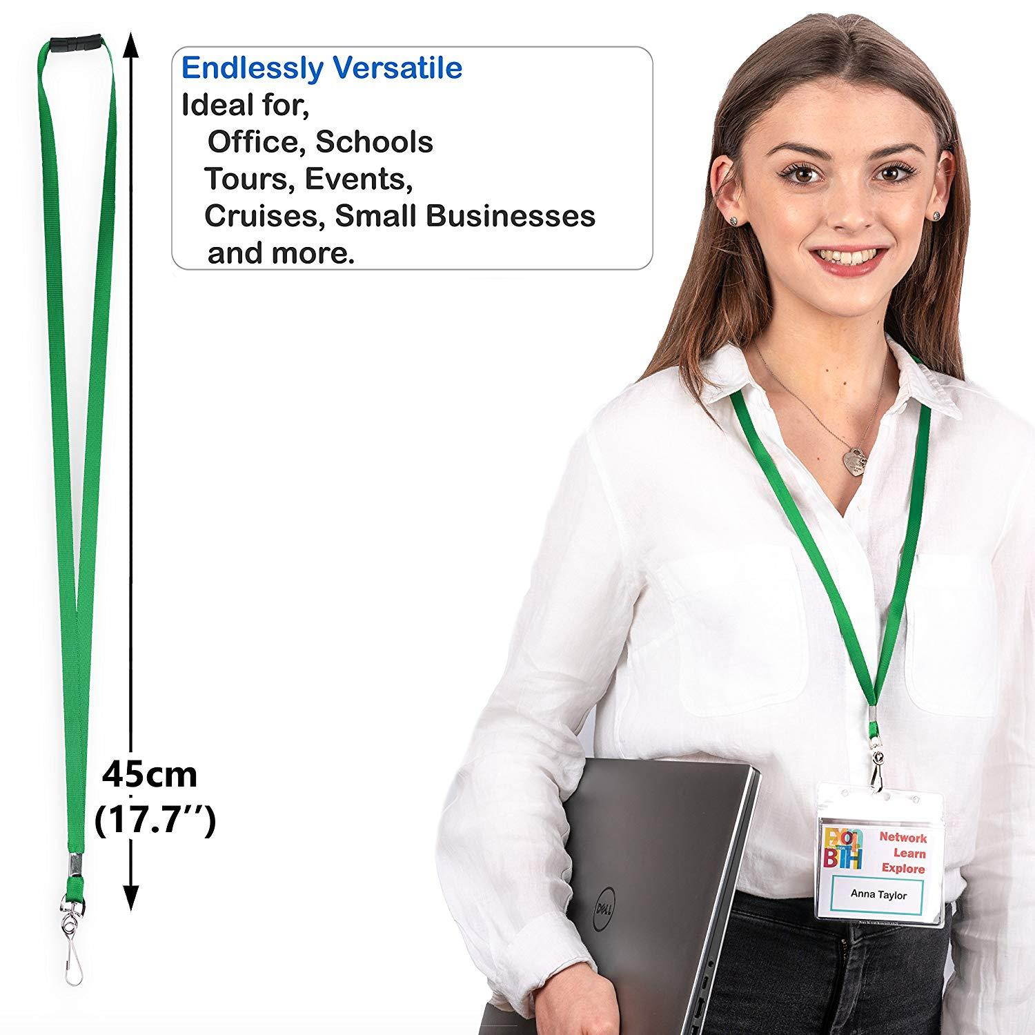 Durably Woven Lanyards with Safety Breakaway ~Premium Quality, Smoothly Finished for Skin-Friendly Comfort~ for Moms, Teachers, Tours, Events, Cruises & More (25 Pack, Green) by Stationery King