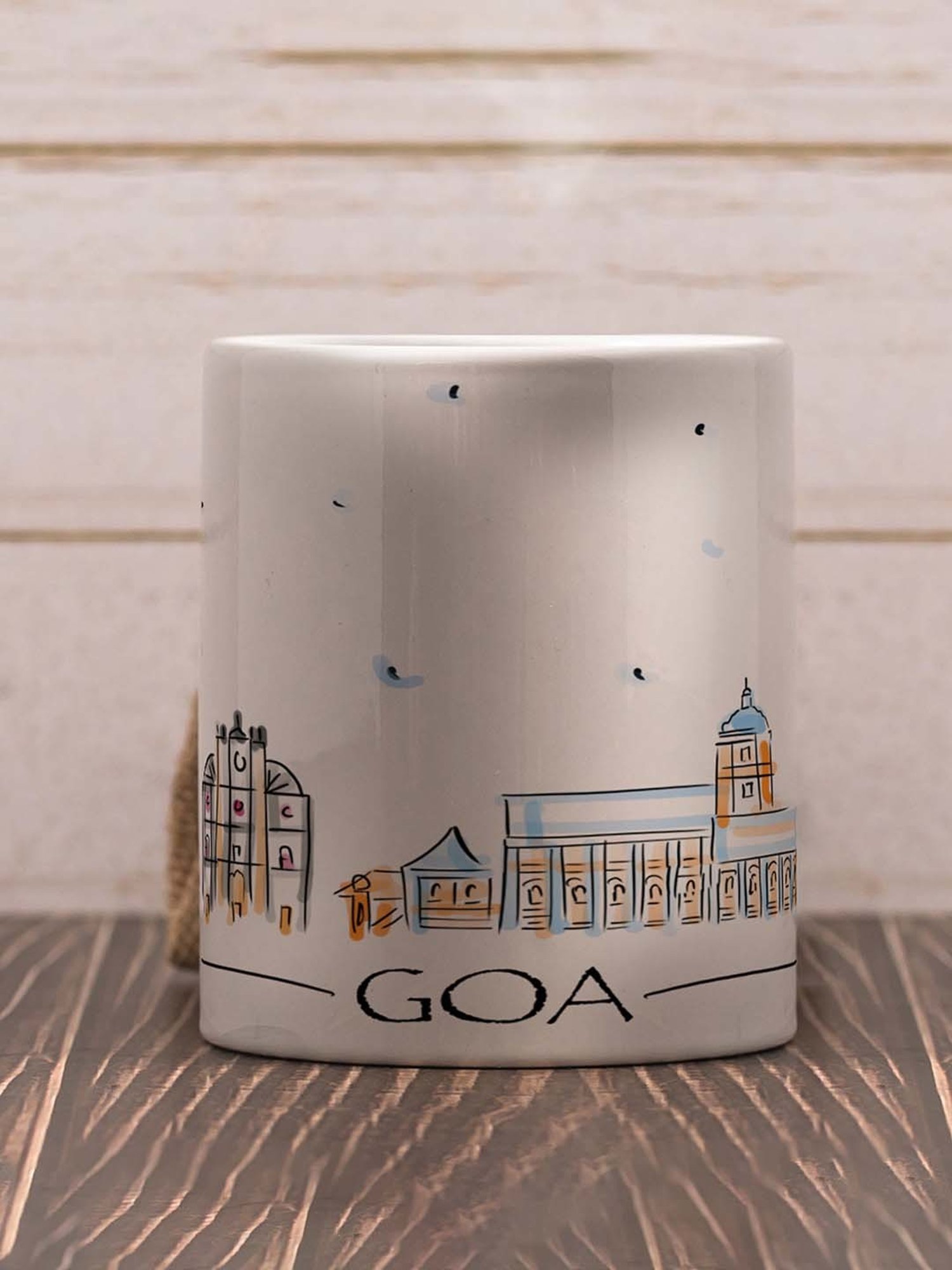 Nestroots White Stoneware Goa Magic Coffee Mug (0.325 L)
