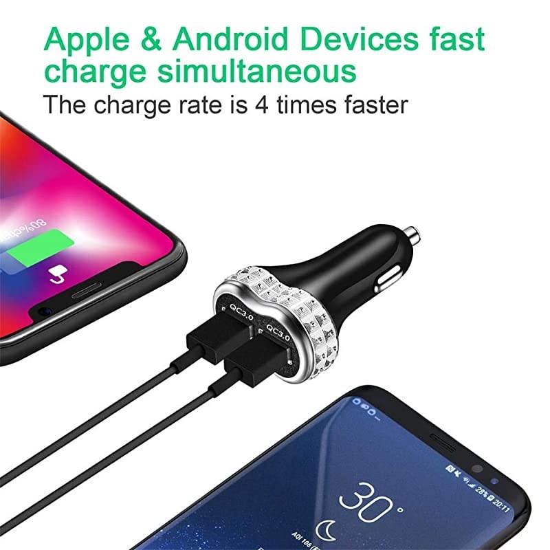 C Car Charger Adapter 40W 6A, PD3.0 20W & QC3.0 20W Car Phone Charger Fast Charging Compatible with iPhone 12/11, Samsung Galaxy S20/Note 20, LG, Tablets, Pixel and More.