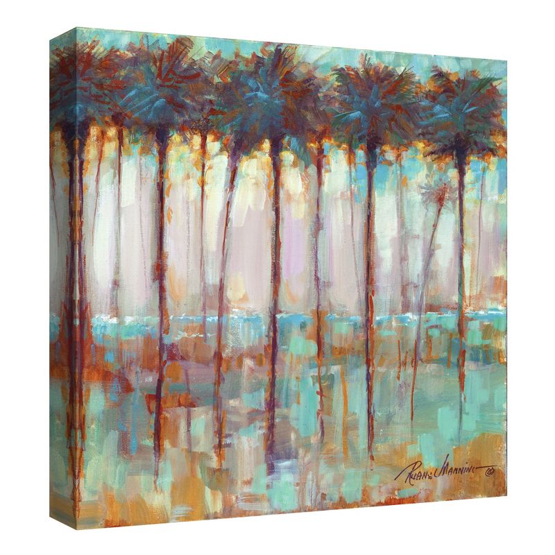30"x30" Palms At Dusk Square By Ruane Manning Art On Canvas - Fine Art Canvas