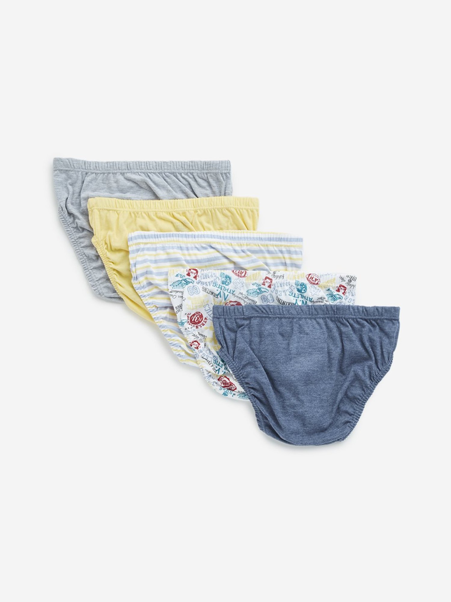 HOP Kids by Westside Yellow Printed Cotton Briefs - Pack of 5