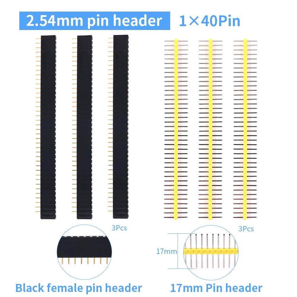 Glarks 248Pcs 40 Pin Breakaway Pin Headers and 2.54mm Circuit Board Jumper Caps with Breadboard Dupont Jumper Wire Ribbon Cables Connectors Assortment Set for Electronic Technology Arduino DIY