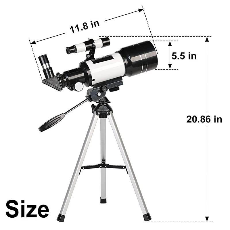 Telescope for Kids Beginners 70mm Aperture 300mm Astronomical Refractor Telescope Tripod Finder Scope Portable Travel Telescope with Smartphone Adapter and Wireless Remote
