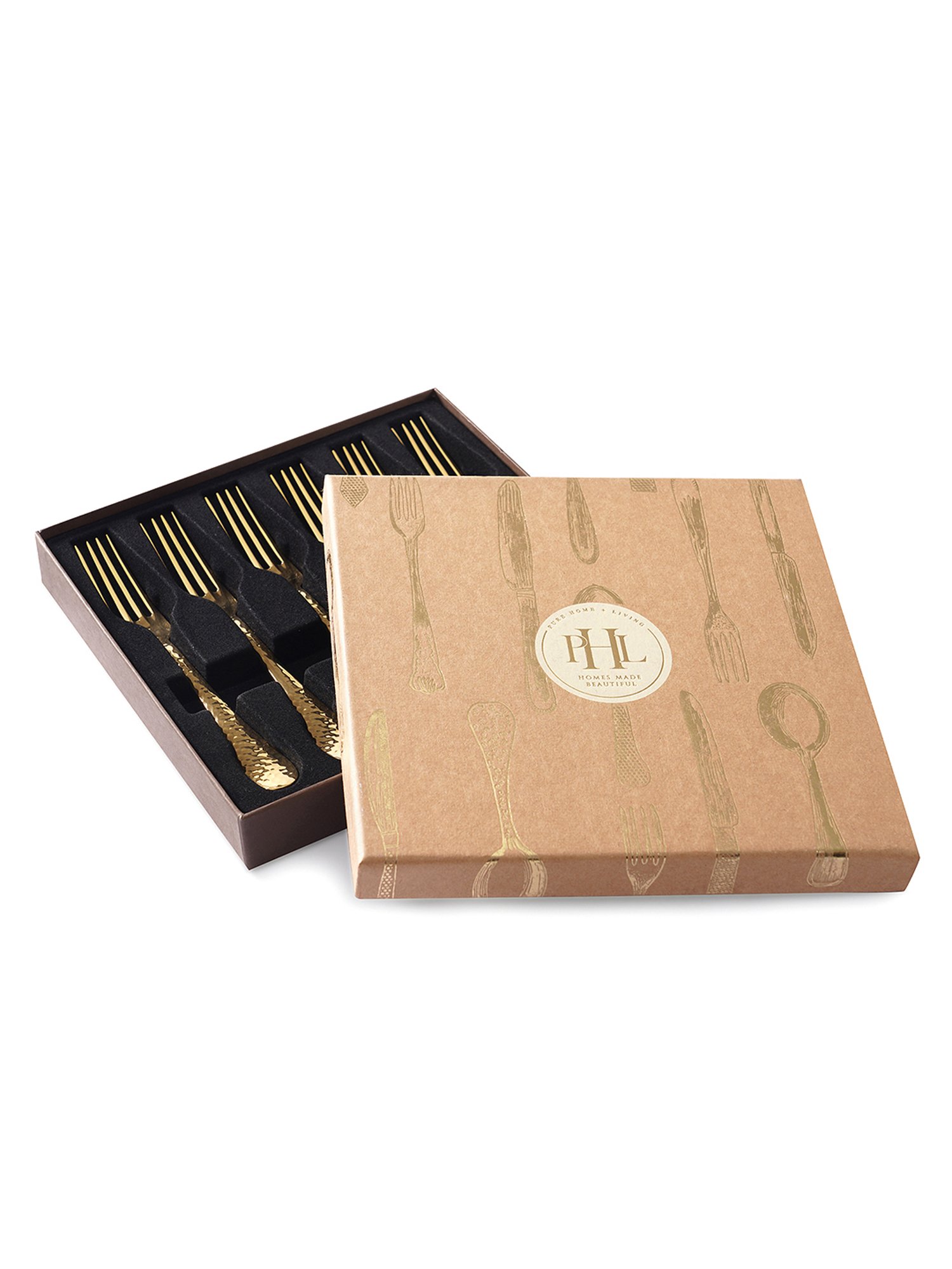 Pure Home and Living Gold Stainless Steel Textured Cutlery sets