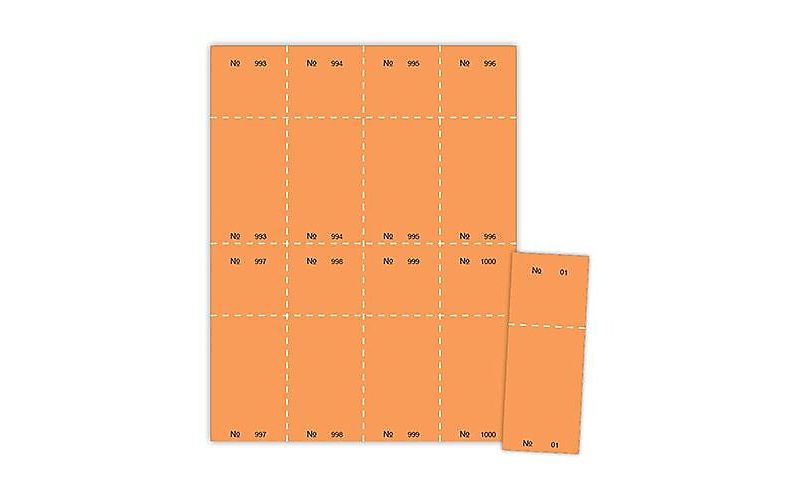 Blanks USA 2 1/8 x 5 1/2 Numbered 01-1000 Digital Cover Raffle Ticket, Orange LTS810T6HO