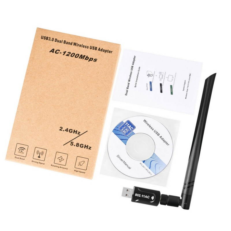 USB WiFi Adapter 1200Mbps Techkey USB 3.0 WiFi 802.11 ac Wireless Network Adapter with Dual Band 2.4GHz/300Mbps 5GHz/867Mbps High Gain Antenna for Desktop Windows XP/Vista / 7-10 Mac