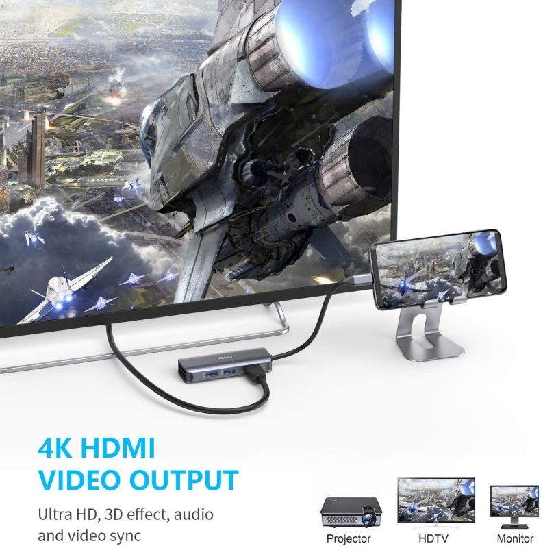 USB C Hub,6-in-1 USB C Multiport Adapter Hub with 4K HDMI, SD/TF Card Port, 2 USB 3.0 Port, Portable Type C Hub USB C Dongle for MacBook/Pro/Air 2016/2017/2018 and More USB C Device