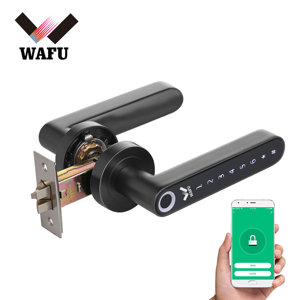 WAFU BT Enabled Fingerprint & Touchscreen Smart Lock Automatic Sensor Keyless Entry Secure Finger ID Works with iOS & Android APP Control Rechargeable Cordless Security Lock Zinc Alloy Lever Door Lock