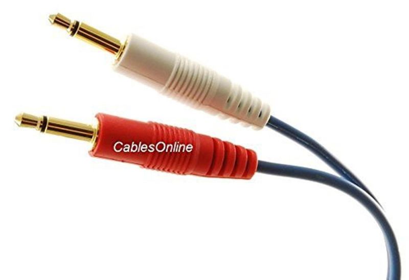 1ft CablesOnline 3.5mm Stereo Male to Dual (Rd/Wh) Mono 3.5mm Blue Audio Breakout Cable, AM-601C