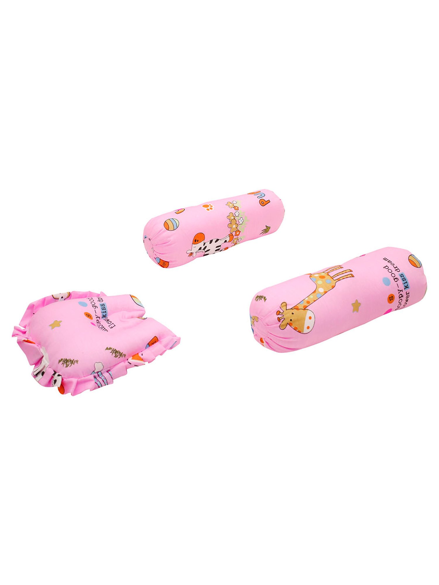 Baby Moo Savanna Ooh Na Na Pink Mattress Set with Neck Pillow and Bolsters