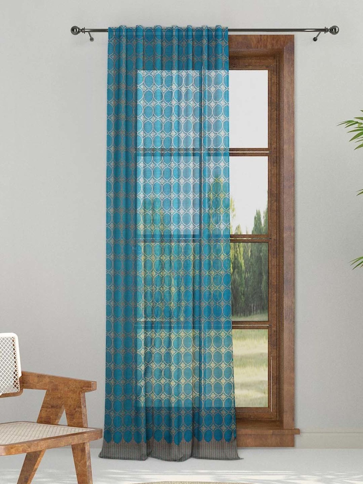 Fabindia Standalone Blue Viscose Door Curtains