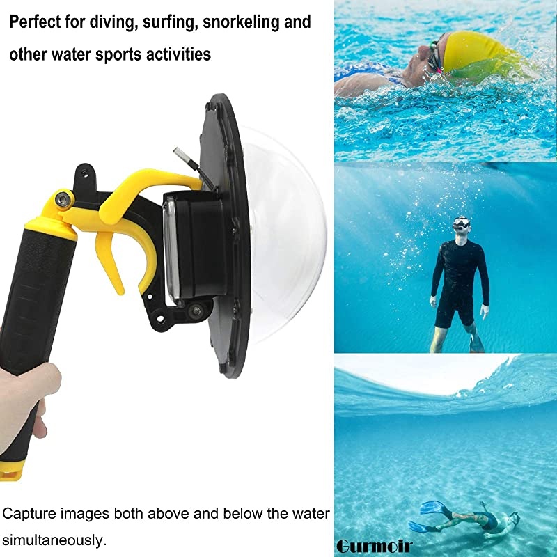 Telesin Dome Lens 6" Dome Port for Gopro Hero 8 Black Action Cameras Snorkeling Underwater Diving Dome with Waterproof Housing Case Trigger and Soft Rubber Floating