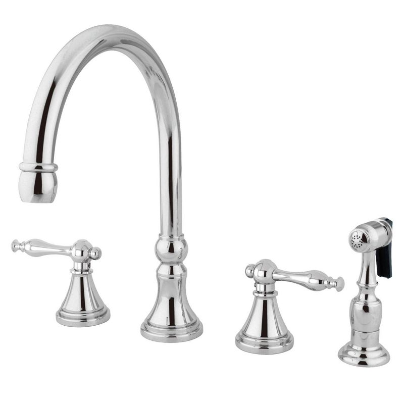 Chrome Widespead 4-Hole Solid Brass Kitchen Faucet - Kingston Brass