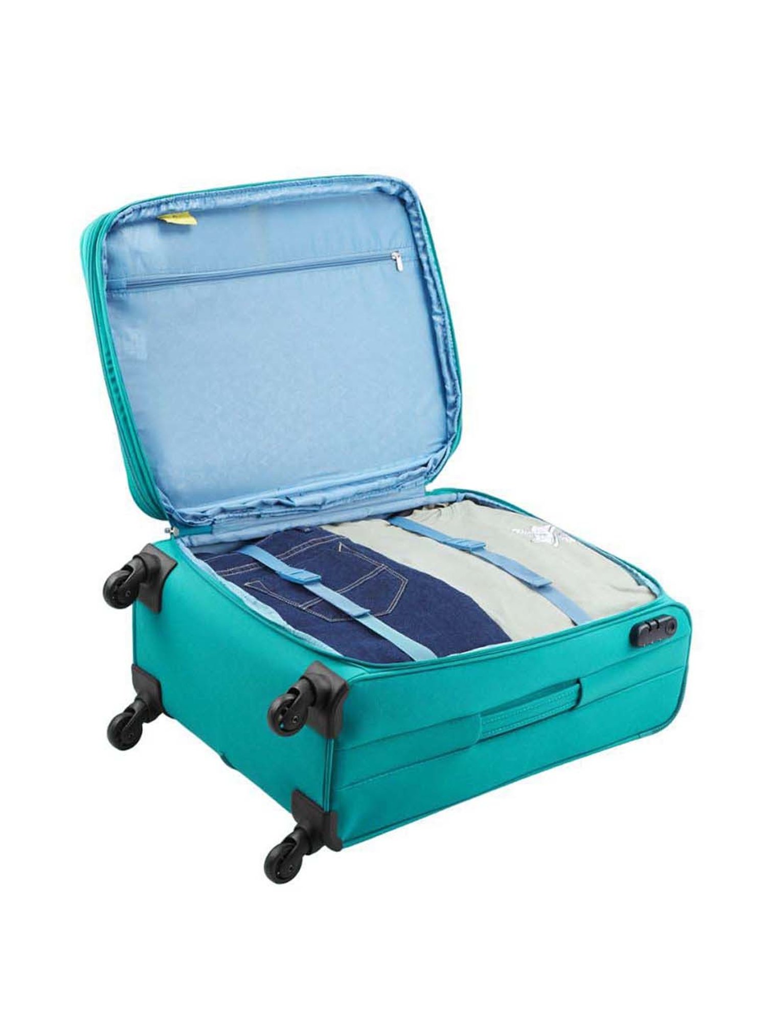 Aristocrat Evolve Blue Color Block Soft Medium Trolley Bag - 43 cm