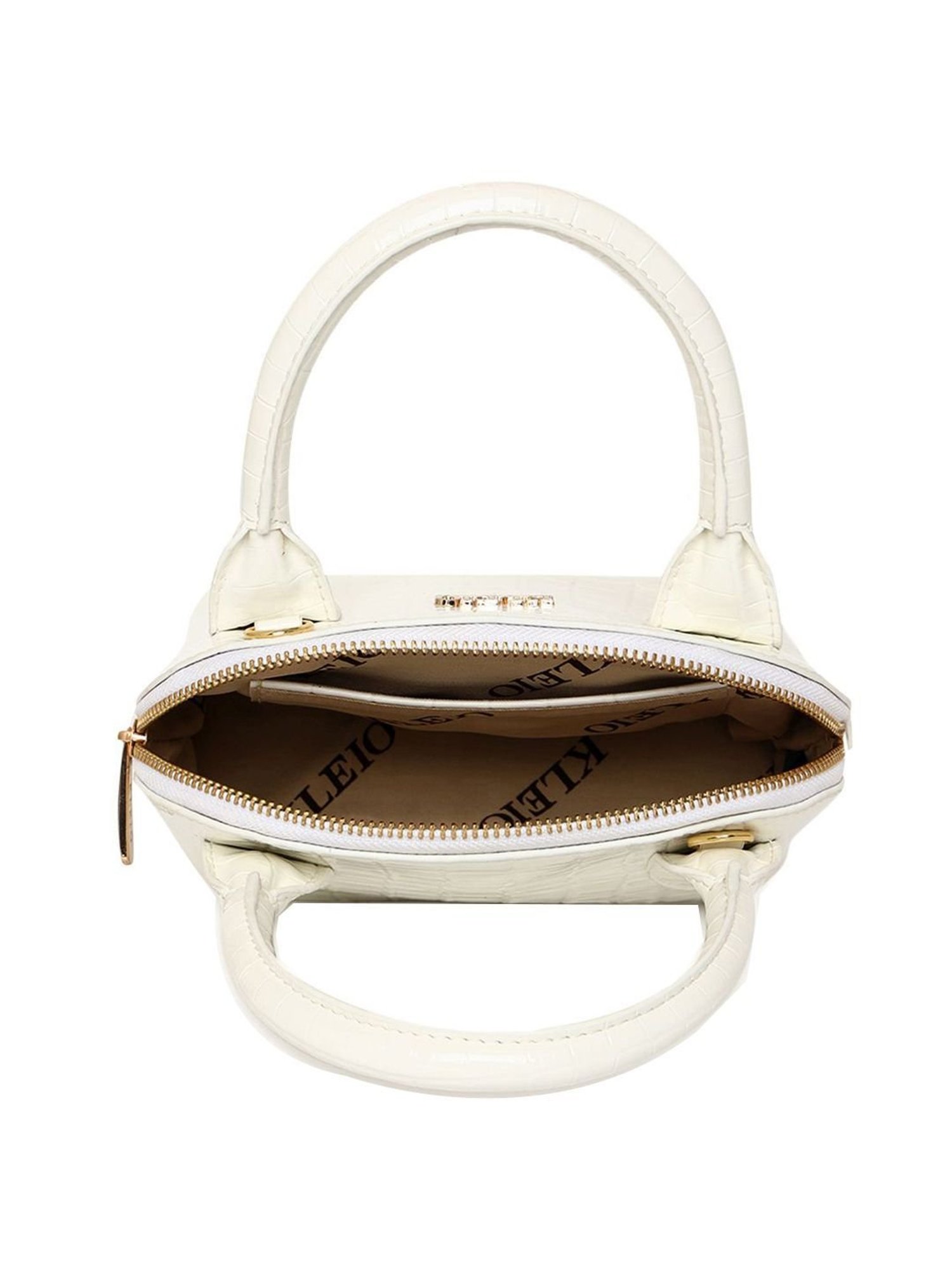 KLEIO White Textured Medium Handbag