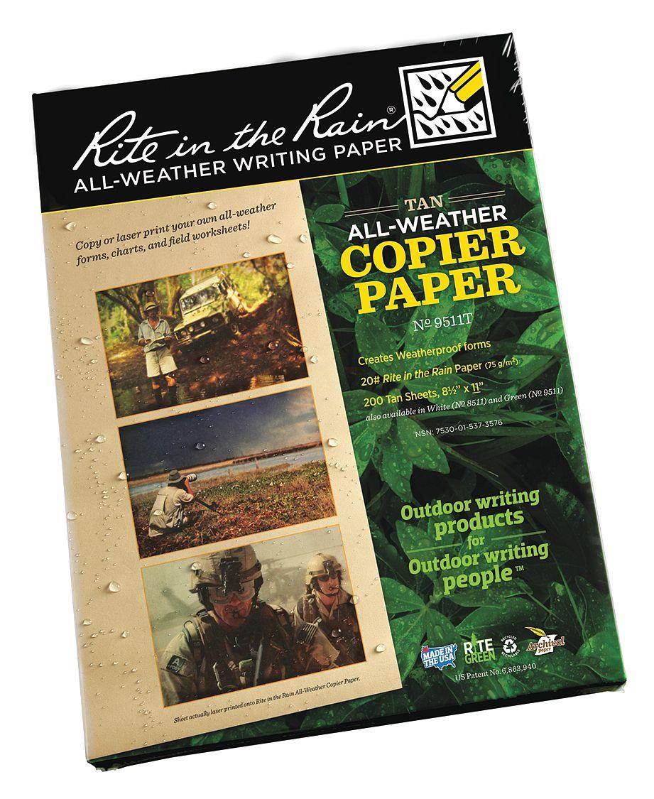 RITE IN THE RAIN 9511T Copier Paper,8.5x11in,Tan,PK200