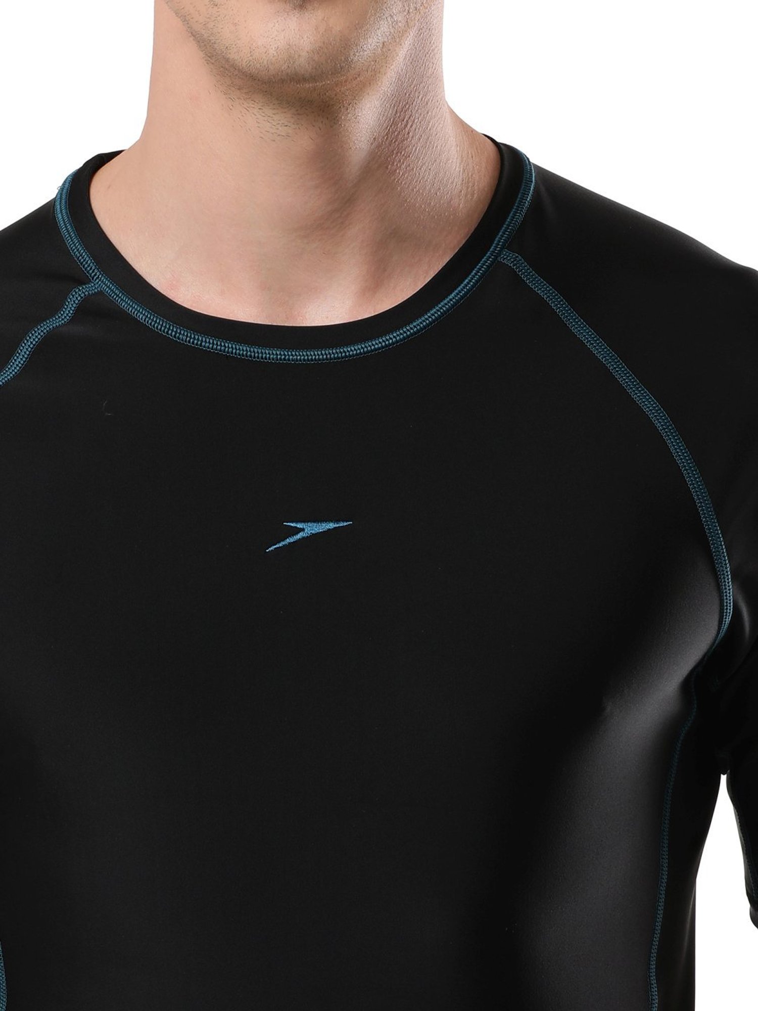 Speedo Black Regular Fit Sports T-Shirt