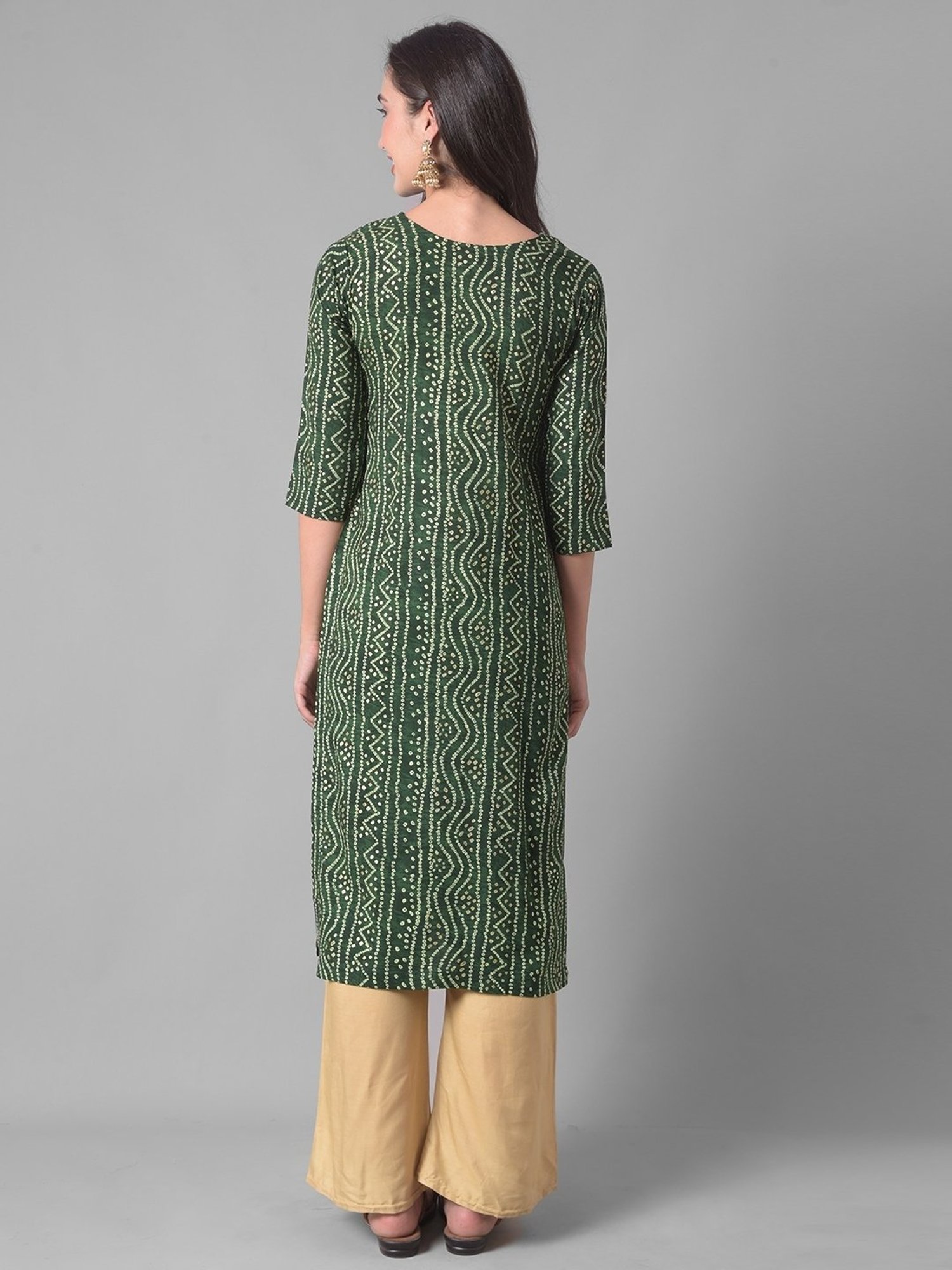 Dollar Missy Green Printed Straight Kurta