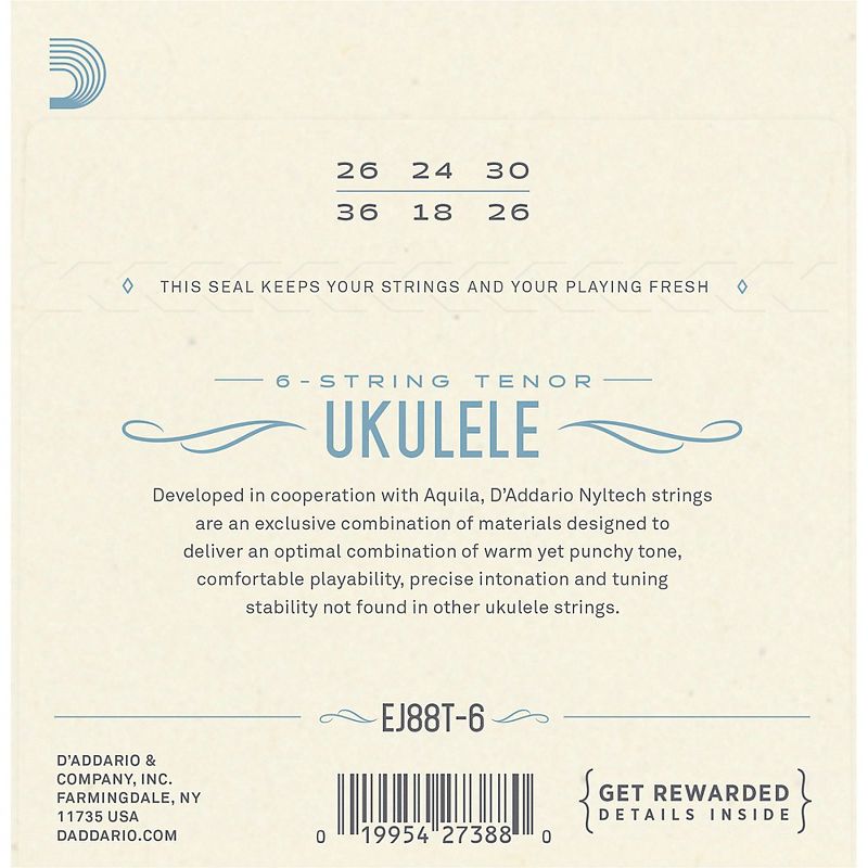 D'Addario D'Addario 6-String Nyltech Ukulele Strings Tenor