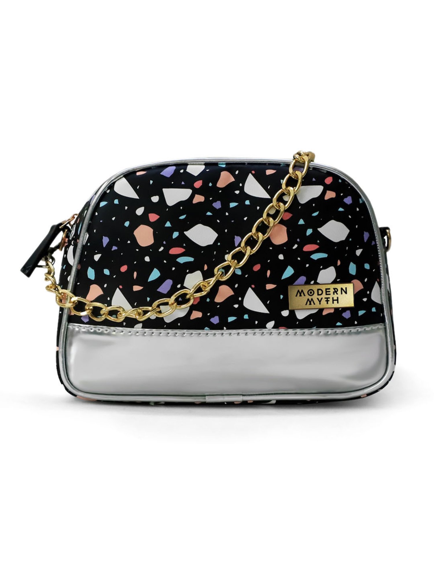 Modern Myth Black Printed Medium Cross Body Bag