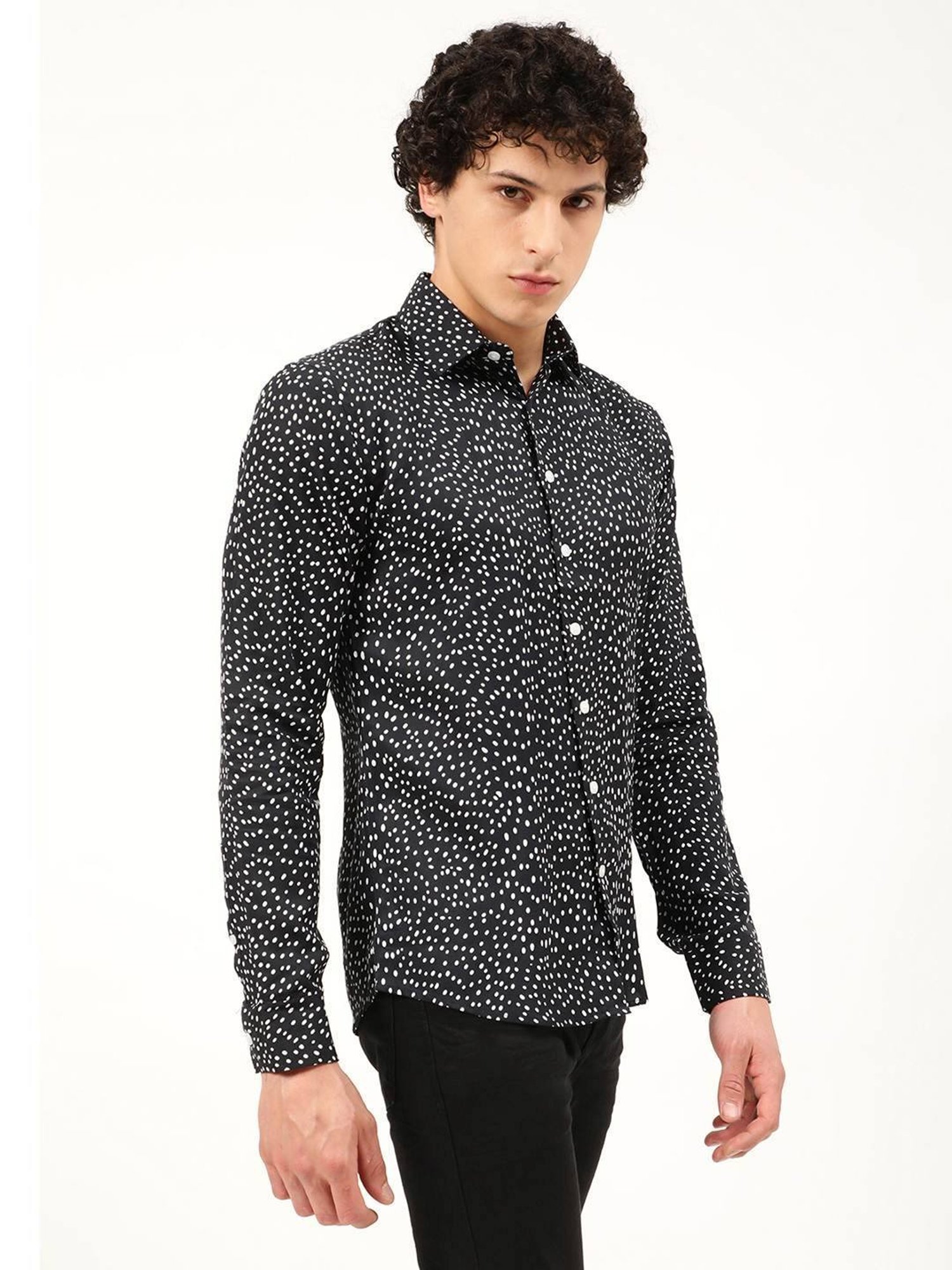 Lindbergh Black Slim Fit Printed Shirt