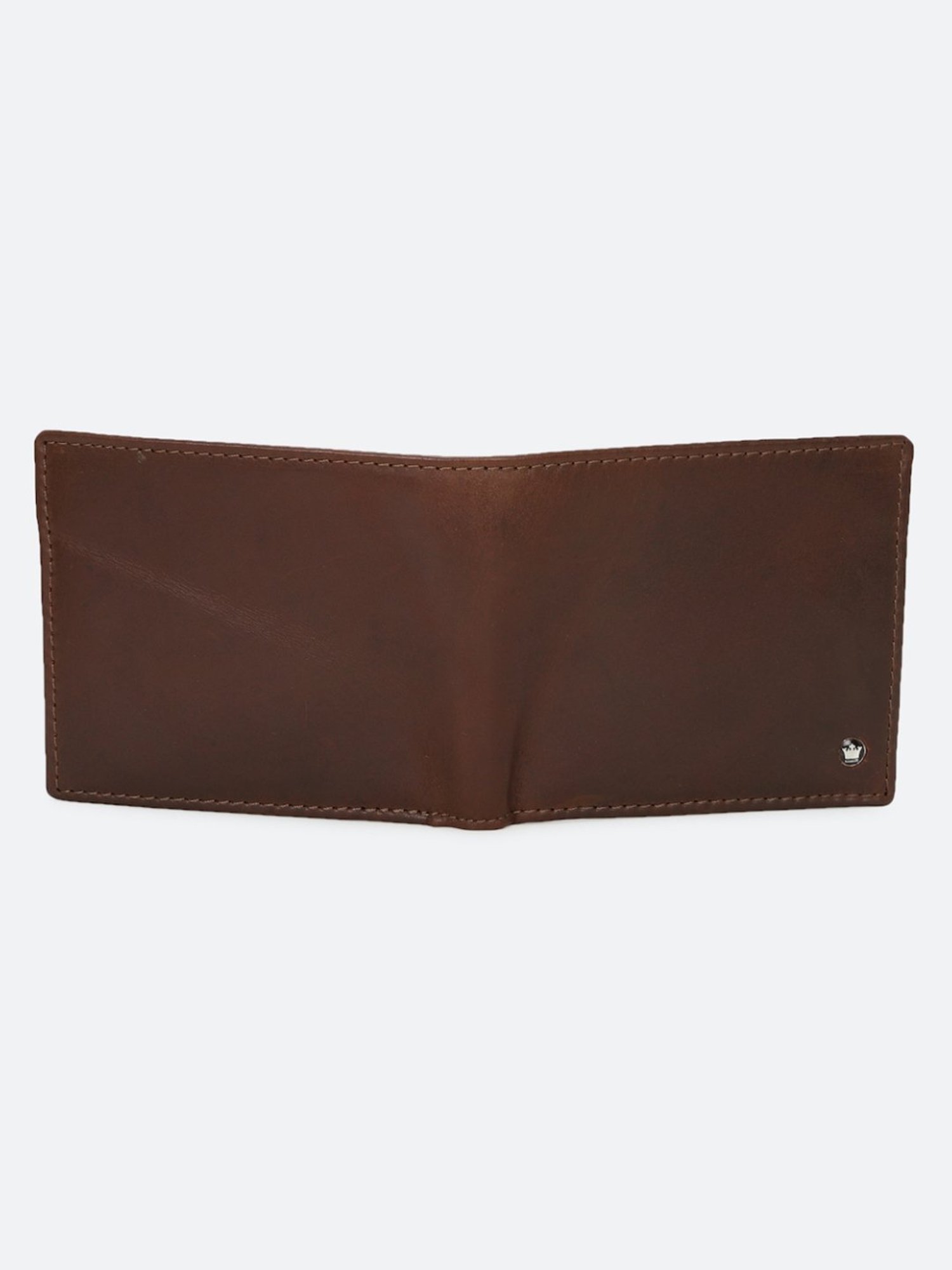 Louis Philippe Brown Leather Solid Bi-Fold Wallet