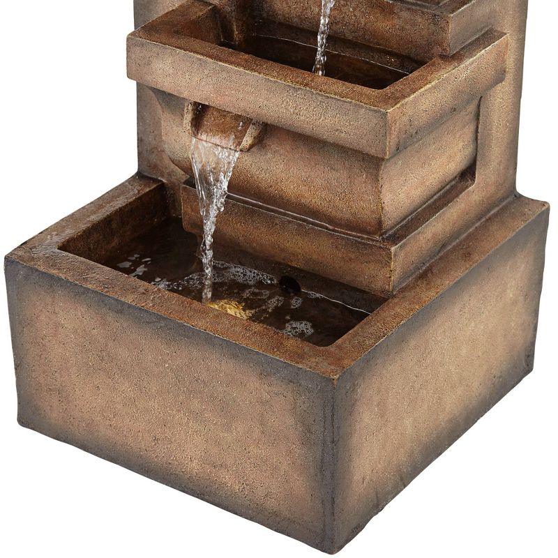 John Timberland Rustic Outdoor Floor Water Fountain with Light LED 33" High Cascading Pots Garden Patio Yard Deck Home Porch House