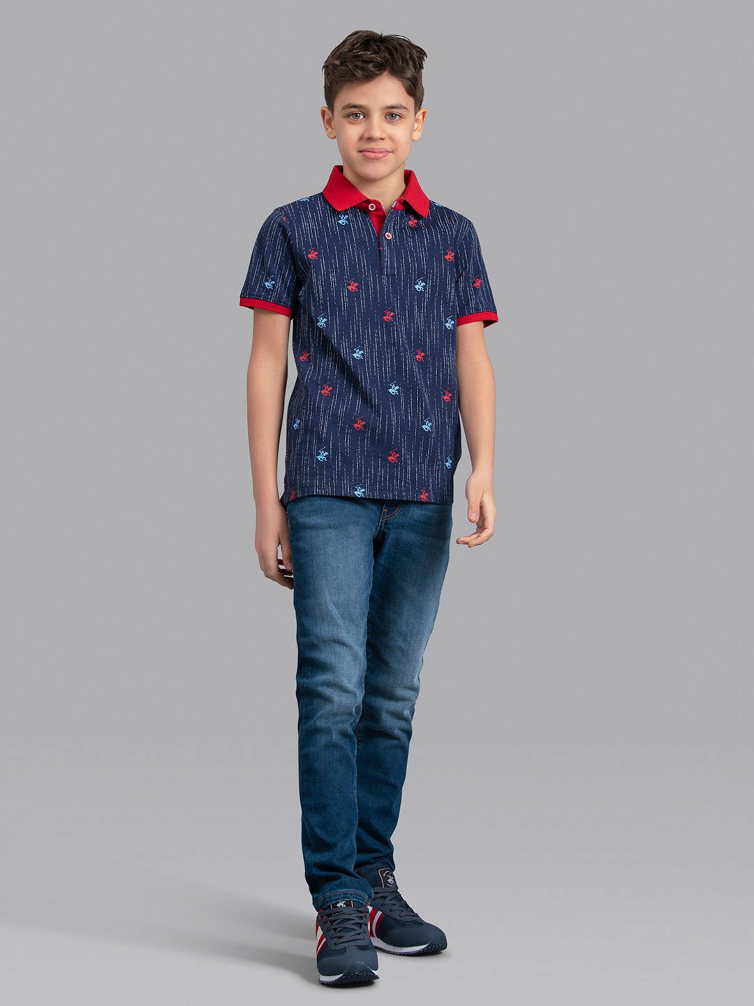 Beverly Hills Polo Club Kids Navy Printed Polo T-Shirt