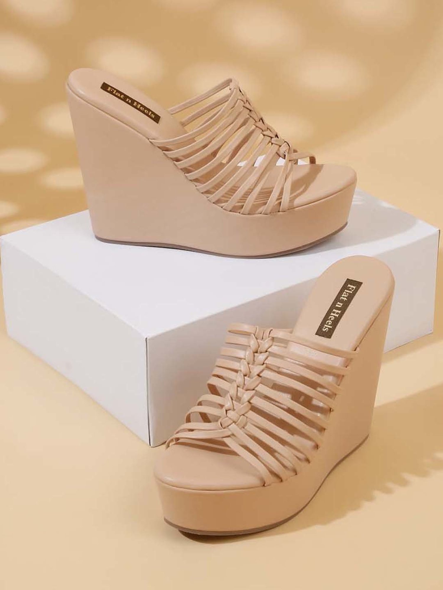 Flat N Heels Women's Beige Casual Wedges