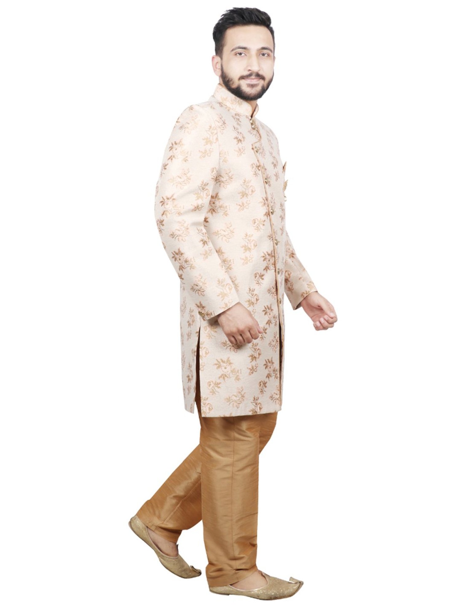 SG RAJASAHAB Peach Regular Fit Printed Kurta Set