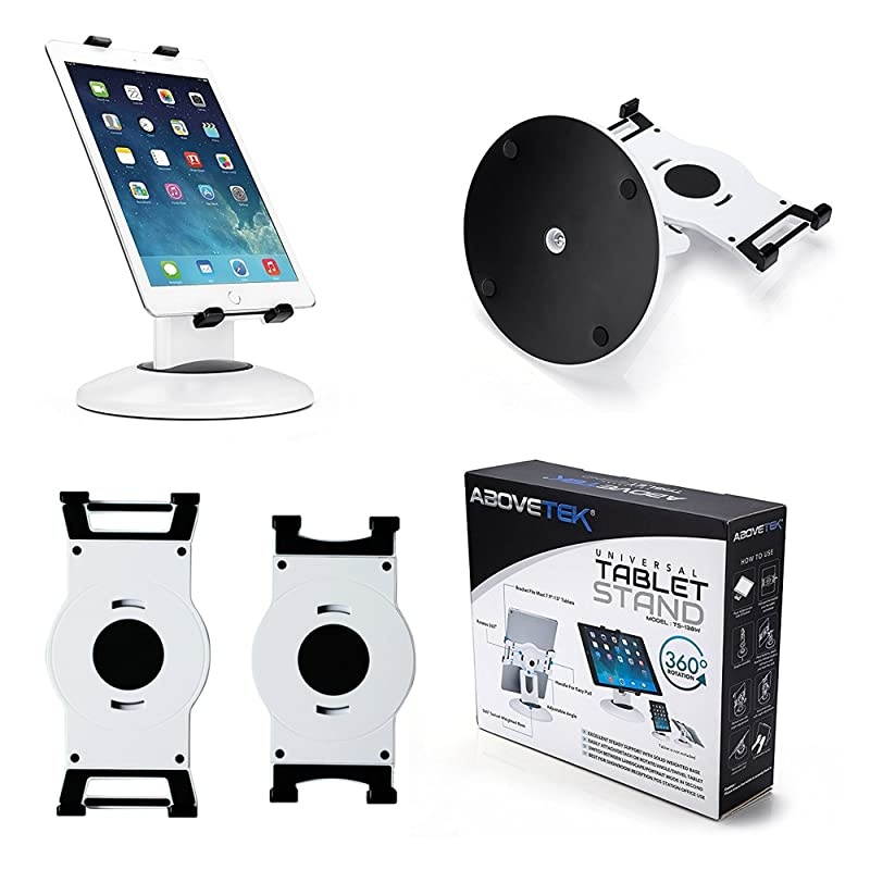 Retail Kiosk iPad Stand 360&deg; Rotating Commercial Tablet Stand 6135 Ipad Mini ProBusiness Tablet Holder Swivel Design for Store POS Office Showcase Reception Kitchen Desktop White