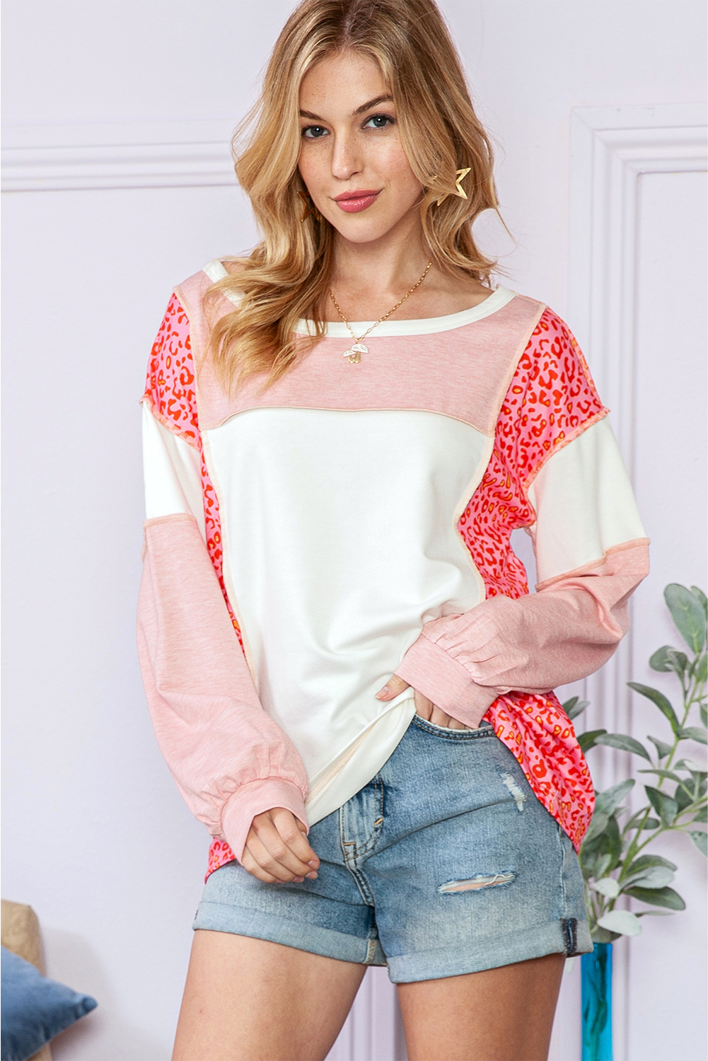 Bohemian Patterned Pullover Long Sleeve Blouse