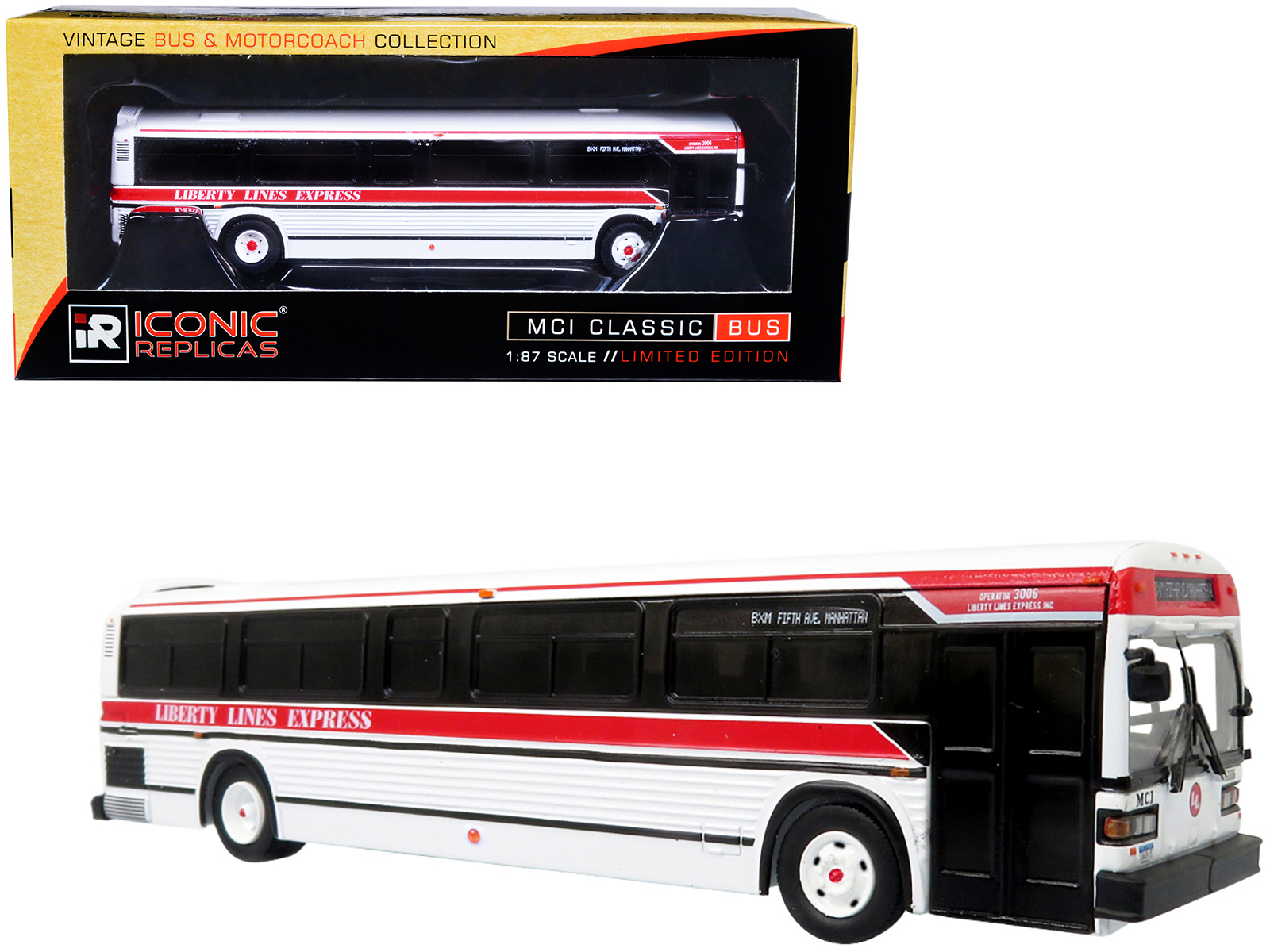MCI Classic City Bus Plain White "Vintage Bus & Motorcoach Collection" 1/87 Diecast Model by Iconic Replicas