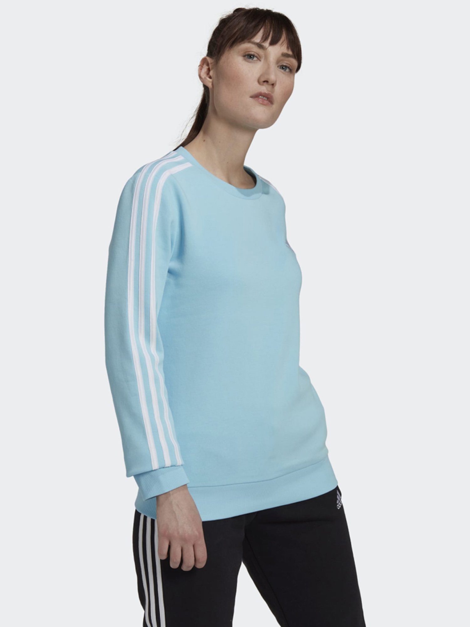 adidas Blue Cotton Striped Sports Sweatshirt