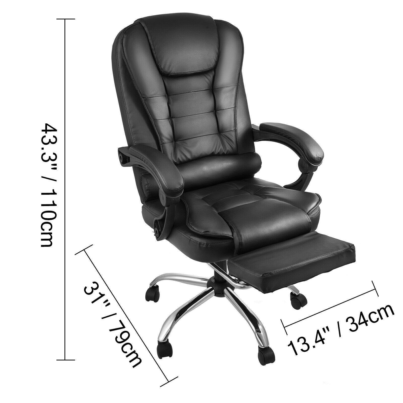 VEVOR Executive Office Chair with Footrest PU Leather Adjustable Reclining Computer Chair