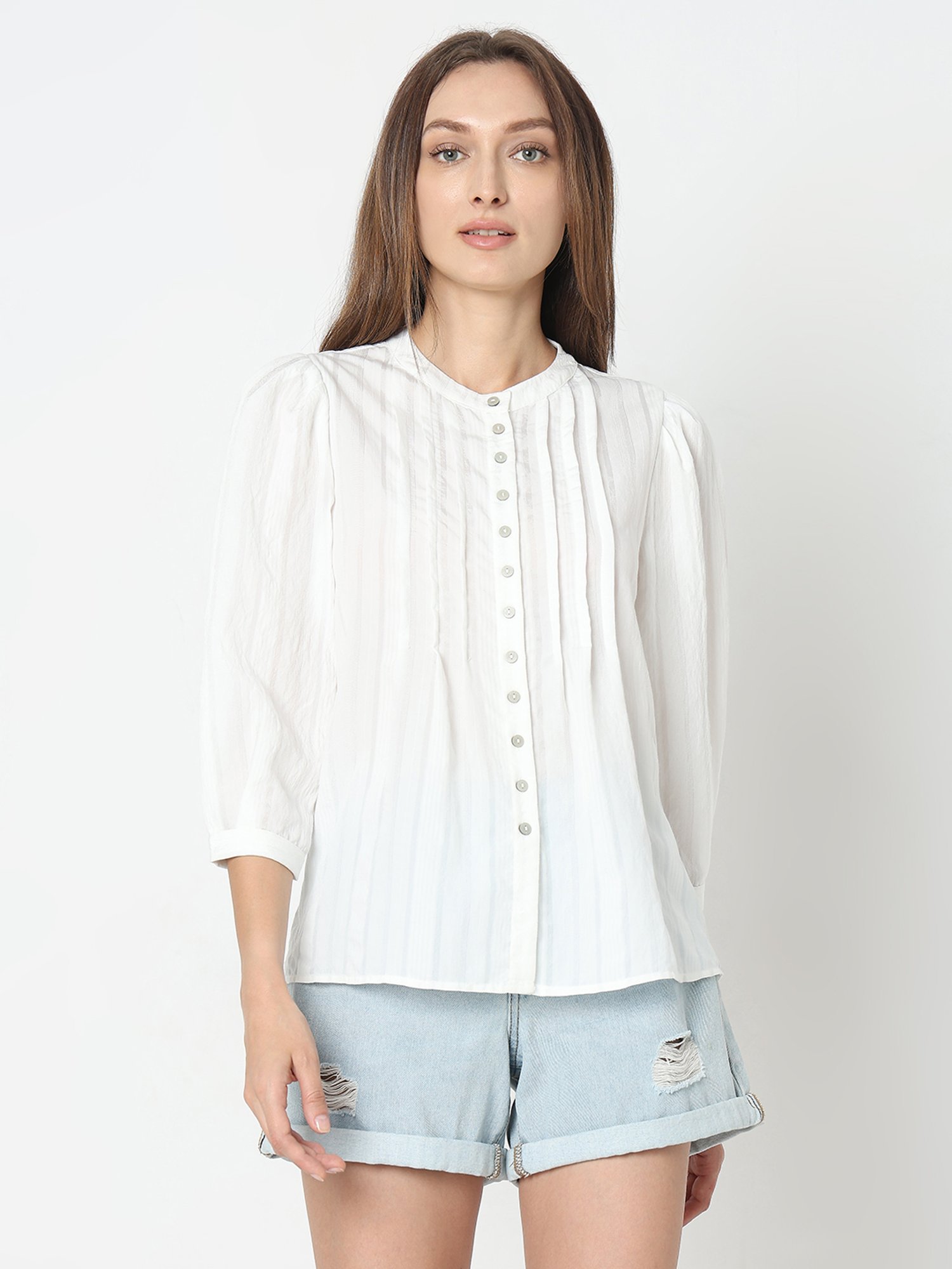Vero Moda White Viscose Regular Fit Shirt