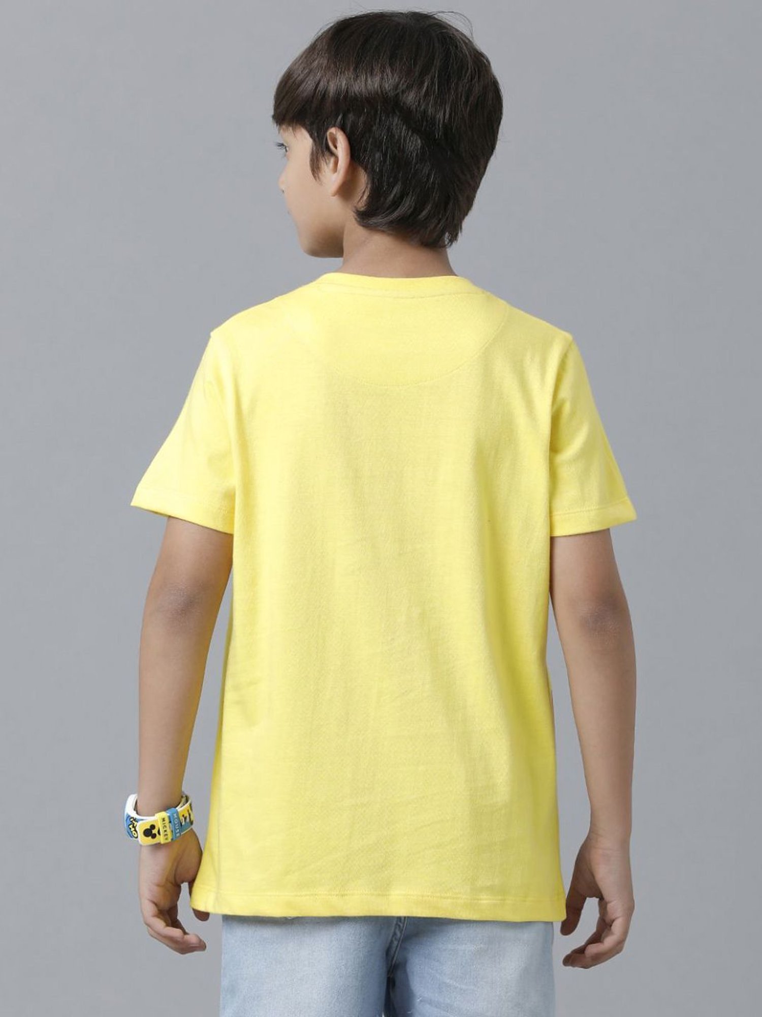 Under Fourteen Only Boys Yellow Cotton Printed T-Shirt