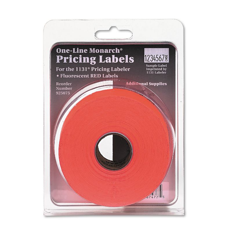Monarch Easy-Load 1131 1-Line Pricemarker Label 7/16 x 7/8 Fluorescent Red 2500/Pack 925075