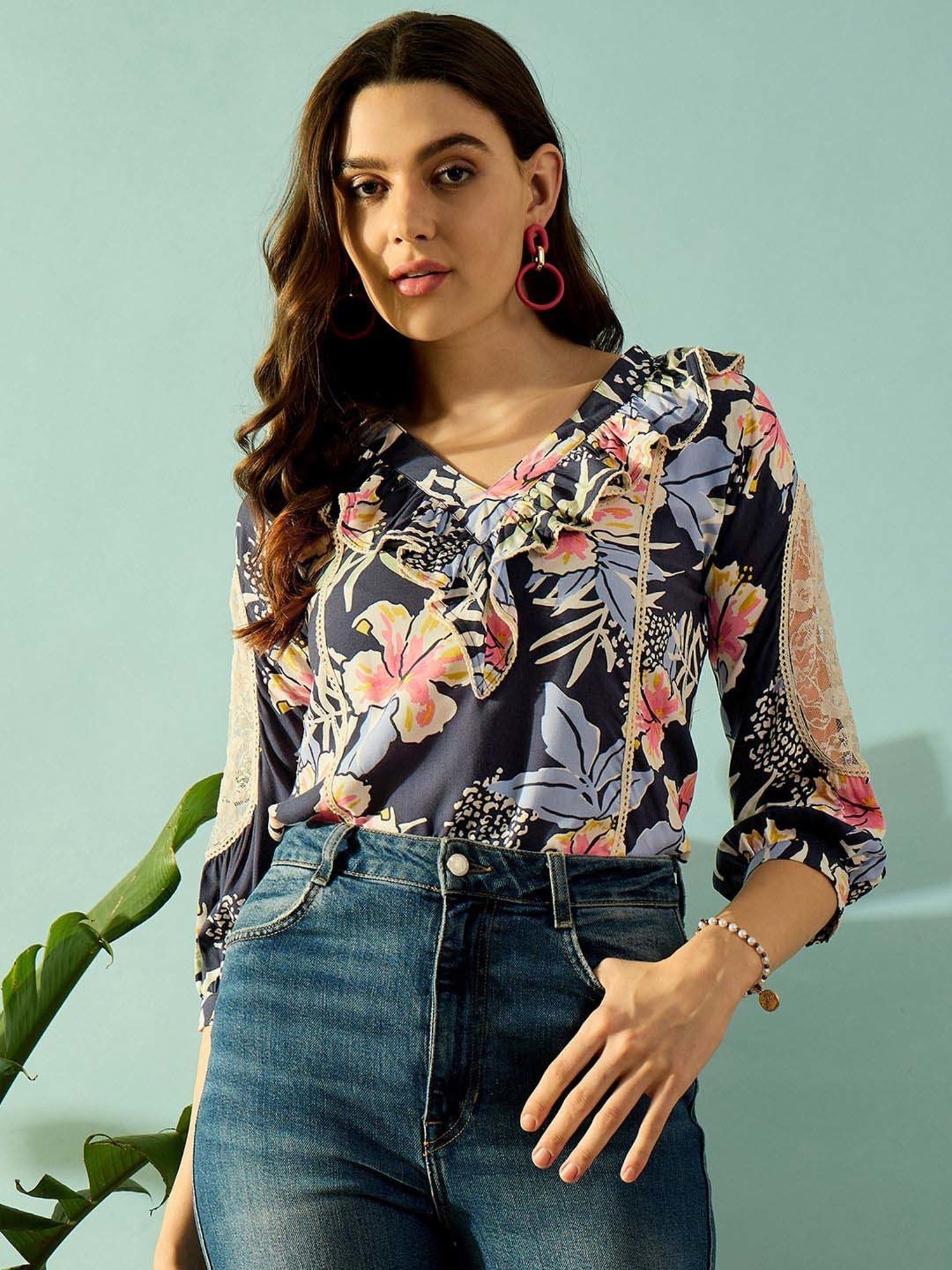 The Kaftan Company Navy Printed Top