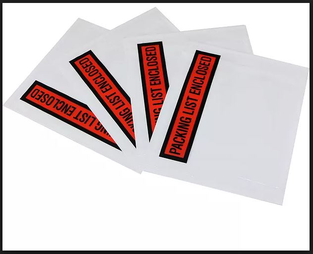 Self Adhesive Packing List Envelope 7" x 5 1/2" Printed "Packing List Enclosed", 500 Pack