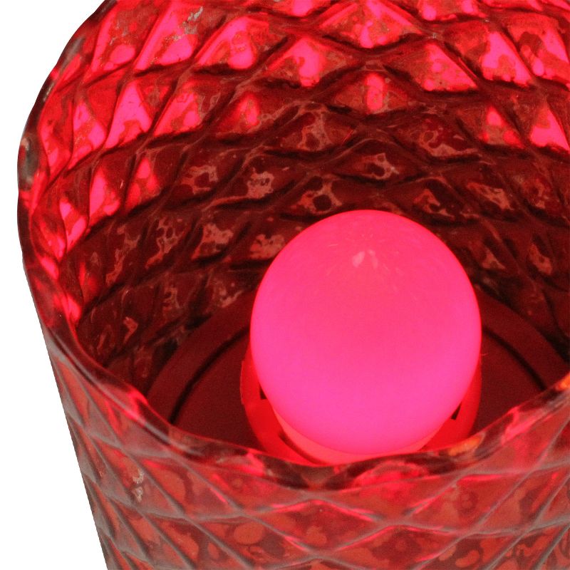 Raz Imports 5ct Diamond Faceted Mercury Glass Flameless Pillar Candle Christmas Lights Clear - 3.1' White Wire