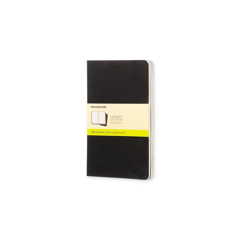 3ct Blank Journals 5.25" x 8.25" Black - Moleskine