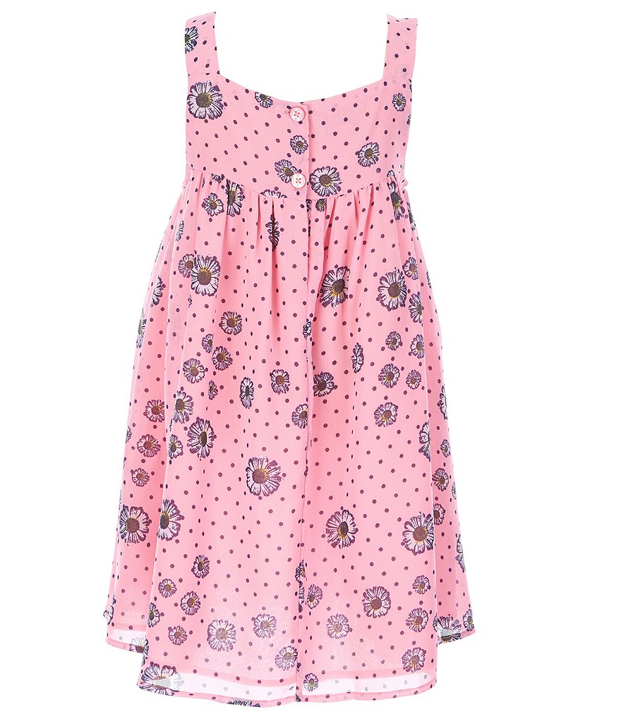 Pastourelle by Pippa & Julie Little Girls 2T-6X Wood Floral/Polka-Dot Empire-Waist Dress