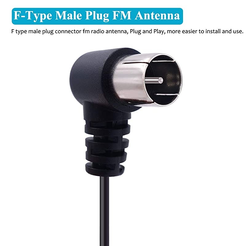 75 Ohm FM Antenna for Stereo Receiver Indoor FM Radio Antenna F Type Male Plug Connector Adapter Coax Coaxial Cable FM Antenna for AV Home Theater Amplifier