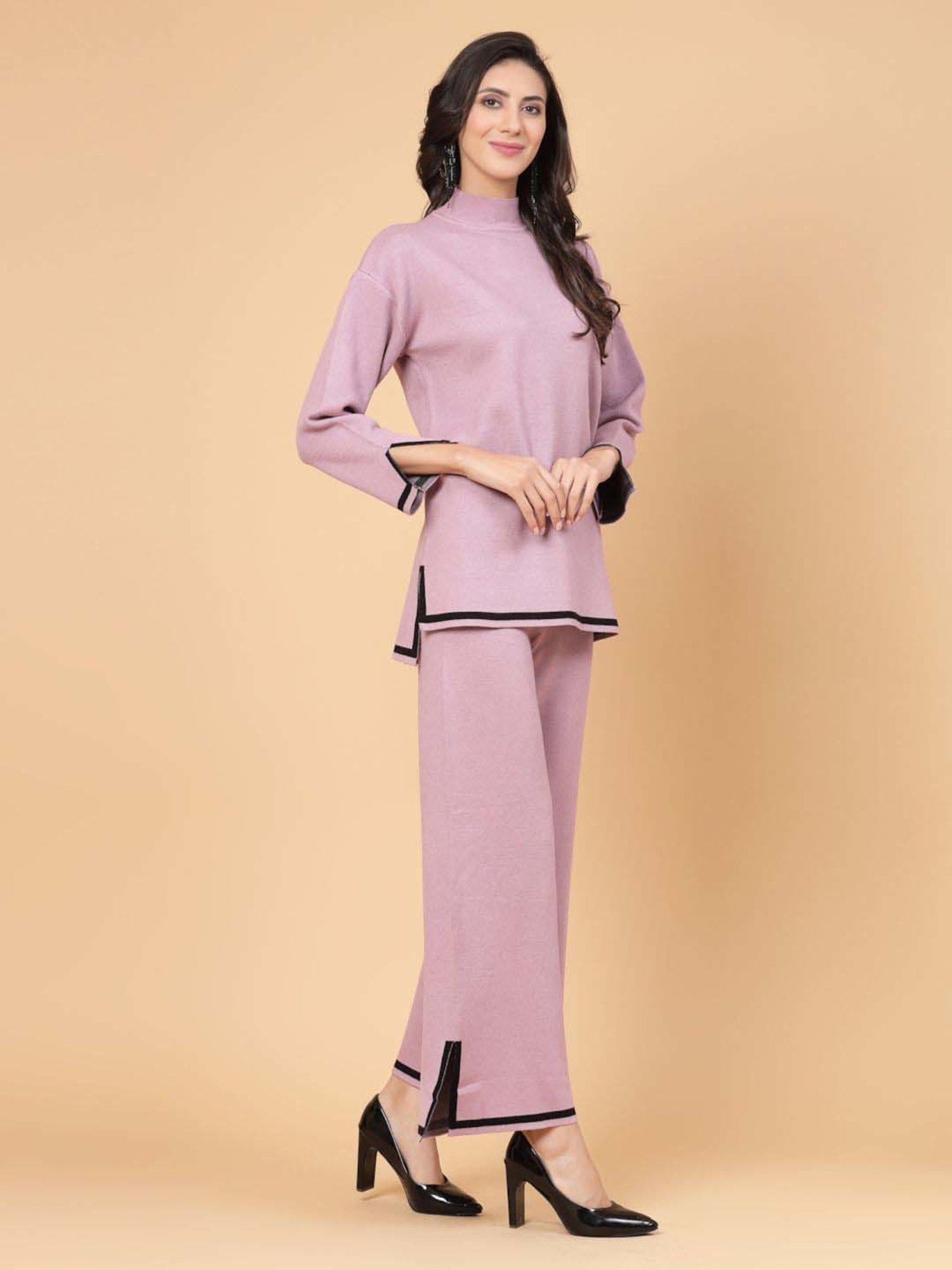 Mafadeny Lilac Plain Top Pants Set